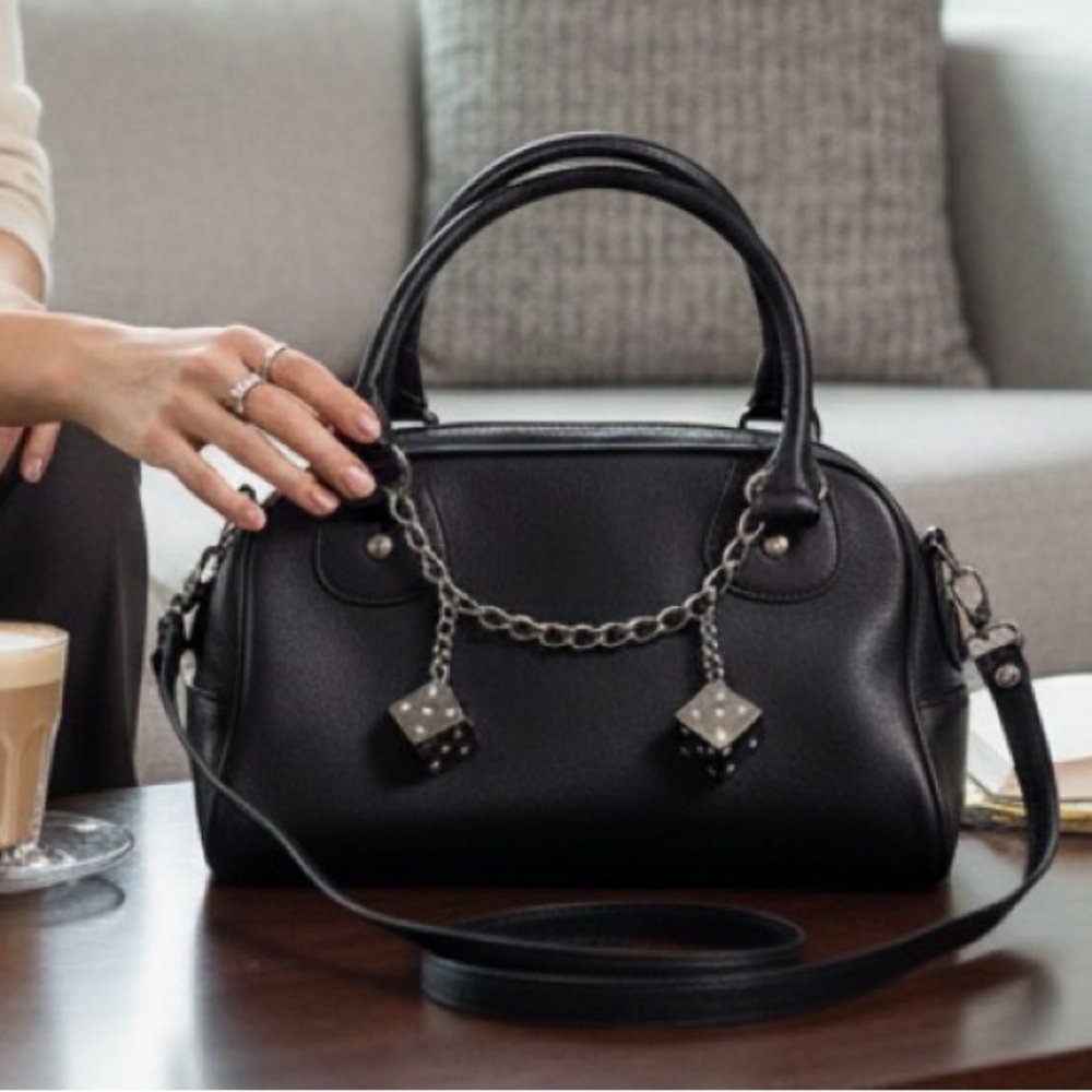 Gambler Dice Leather Satchel Handbag - Picture 2 of 15